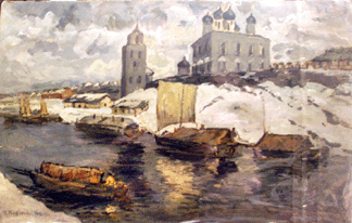 The Konstantin Gorbatov oil on board sold at $31,070.