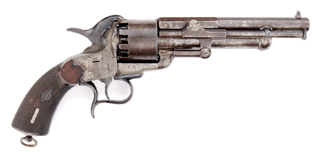 Historic first model LeMat revolver captured from the Confederate ironclad Atlanta, serial number 7, sold for $166,750. 