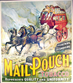 Mail Pouch brand six-sheet tobacco sign, full-color turn-of-the-century lithograph and more than 7 feet tall brought $19,800.