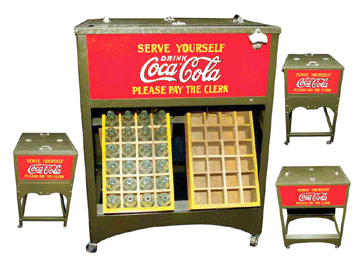 Salesman's sample Coca-Cola Glascock cooler, extremely rare and desirable, without carrying case sold for $28,600.