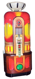 Rock-Ola Commando jukebox, Model #1420, exceedingly rare and one of the most colorful of all the jukeboxes, made $23,100.