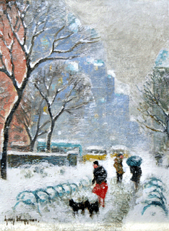 Guy Wiggins, NA (American, 1883‱962), "Winter in the Park,†realized $15,535.