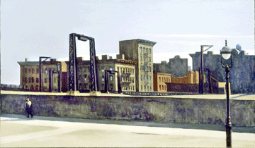 Operating from his home/studio on Washington Square North, Edward Hopper painted realistic images of the city around him, like "Manhattan Bridge Loop,†1928.