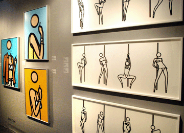 Works by Julian Opie displayed by Alan Cristea Gallery, London.