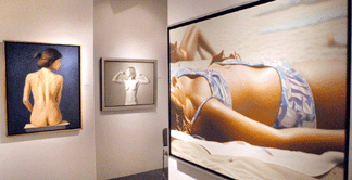 "Alli te Espero,†$42,000, left, and "Holly 1†by Bernardo Torrens, were displayed by Bernarducci Meisel Gallery, New York City, along with "Beach 156,†right, by Hilo Chen, $28,000.