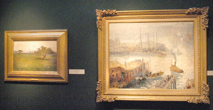 Marked at $150,000 each, the Wesley Dow landscape and the Hayley Lever Gloucester Harbor scene were featured at Spanierman Gallery, New York City.