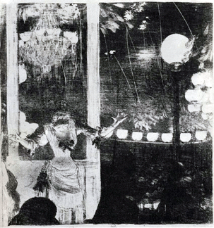 Edgar Degas (French, 1834‱917), "Mlle Bécat at the Café des Ambassadeurs,†lithograph, 1877‷8. Purchased from the J. H. Wade Fund.