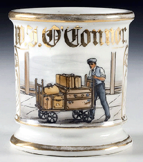 A railroad porter's occupational shaving mug realized $11,500.