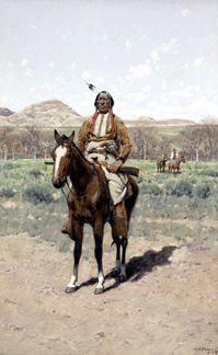 "Indian Scout,†1899, gouache over graphite pencil, by Henry Farny. Gift of The Procter & Gamble Company.