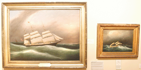 Portraits of Boston clipper ships Criterion, left, and Comet, both oils by Clement Drew, were offered at Bradford Trust Fine Art, Harwich Port, Mass.
