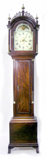 A Roxbury Federal mahogany tall clock by Simon Willard had a rare alarm device and sold on the phone for $35,650.