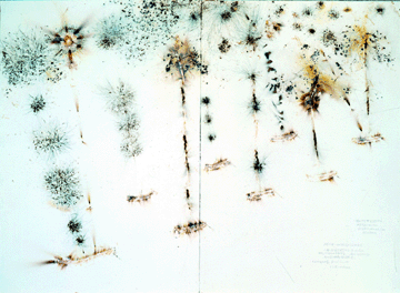 Cai Guo-Qiang (b 1957), set of 14 drawings for Asia-Pacific Economic Cooperation (detail), 2002, gunpowder on paper, 118 by 78¾ inches (five pieces); 118 by 157½ inches (eight pieces), 118 by 236¼ inches (one piece), sold for $9,548,229 to an anonymous bidder (world auction record for the artist, for Chinese contemporary art and for Chinese painting).