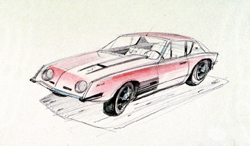 Studebaker fastback sketch by Raymond Loewy, 1965.