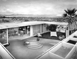 Shown in this model for the 1947 Loewy residence at Palm Springs, Calif., called Taliente, is the waist-deep pool that extended into the living room. It was a frequent site of cocktail parties, such as when actor William Powell fell in and stood upright with his cocktail in his hand. Loewy, ever the gracious host, jumped in and called for another round of drinks. The three-bedroom house had a separate studio where Loewy worked after closing his New York office.