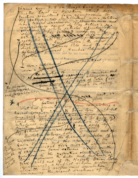 James Joyce's (1882‱941), Ulysses, autograph manuscript fragment of the "Ithaca†episode, 1921. Gift of Rowland Burdon-Muller, 1950.
