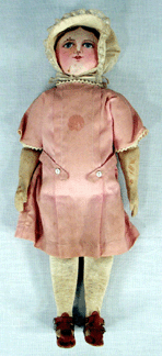 An important Maggie-Bessie Moravian doll with bonnet, dress and shoes, a fresh discovery from an estate in Burlington, N.C., achieved $9,500.