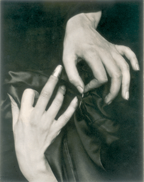 Alfred Stieglitz (American, 1864‱946),  "Hands with Thimble,†1920, gelatin silver print, 9½ by 7½ inches. The Buhl Collection ©2007, Georgia O'Keeffe Museum/Artists Rights Society (ARS), New York.