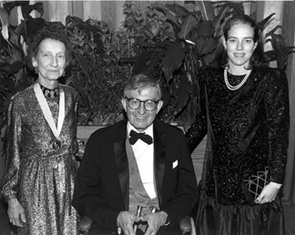 Celebrating with previous editors at The Magazine Antiques, Allison Ledes, right, joins her predecessor Wendell Garrett, and his predecessor Alice Winchester, who had just been awarded the Henry Francis du Pont Award for the Decorative Arts in 1990.