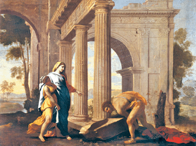 Nicolas Poussin (Les Andely 1594⁒ome 1665), with Jean Le Maire (Paris, 1601‱659), "Theseus Finds the Arms of His Father,†circa 1635, oil on canvas, 38½ by 50¾ inches.