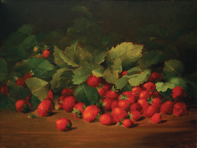 Porter's exquisite, jewel-like renderings of cherries and here, "Strawberries,†1888, show him at his best as a gifted draftsman, colorist and compositionalist. Collection of Charlynn and Warren Goins.