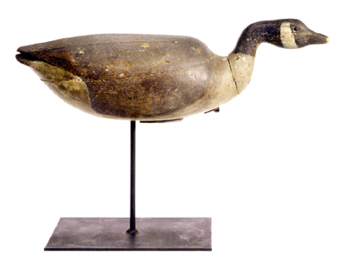 A hollow carved Canada goose by Nathan Cobb Jr of Cobb Island, Va., circa 1870, sold to Boston dealer Stephen O'Brien for $457,000, an auction record for the maker. The bird was a favorite of pioneering dealer Adele Earnest, who published it in Folk Art in America in 1984.