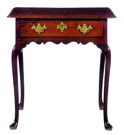 "It is a lovely thing, New York and rare,†said Leigh Keno, who sold this circa 1750 mahogany dressing table with scalloped skirt and slipper feet to the Schoedingers in 1992. The New York dealer bought the piece back for $115,000.