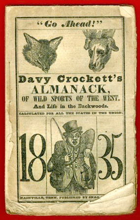 An 1835 edition of Davy Crockett's Almanac was stolen from the state library and sold to a collector.