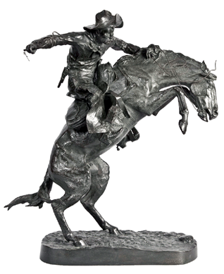 Frederic Remington's bronze "Bronco Buster,†cast number 96, more than doubled its high estimate to fetch $191,500.
