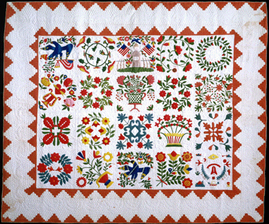 Major Ringgold album quilt, 1846, maker unknown, Baltimore, Md., collection of the Shelburne Museum, pieced and appliquéd quilted cotton, 92 by 111 inches.
