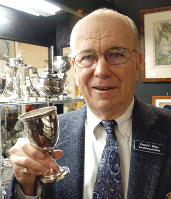 Silver and fine porcelains dealer David Pownal Willis, Plainfield, N.J., with a rare Judaica silver goblet.
