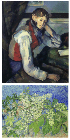The paintings stolen include Cezanne's "Boy in the Red Waistcoat,†circa 1888‹0 (shown at top), and van Gogh's "Blooming Chestnut Branches,†1890.