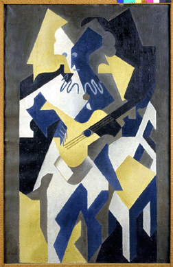 Juan Gris's "L'Arlequin à la guitare,†1918, portrays a subject key to the artist's oeuvre in a palette of a deep blue, golden yellow and earthen green, and achieved  $3.1 million.