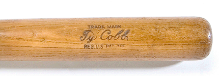 Ty Cobb bat (detail) fetched $87,114.
