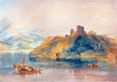 J.M.W. Turner, "Chateau de Rinkenberg, on the Lac de Brienz, Switzerland,†1809, watercolor.