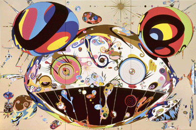 Takashi Murakami, "Tan Tan Bo,†2001, acrylic on canvas mounted on board, 141 ¾ by 212 5/8  by 2 5/8  inches. Collection of John A. Smith and Victoria Hughes. Courtesy Tomio Koyama Gallery, Tokyo. ©2001 Takashi Murakami/Kaikai Kiki Co., Ltd. All Rights Reserved.