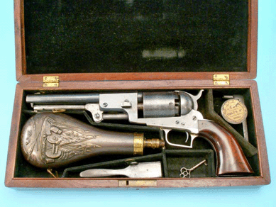 US martially marked cased Colt Second Model dragoon revolver with accessories realized $97,750.
