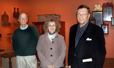 Concord Museum curator David F. Wood (shown left) and dealers Sharon Platt and Hollis Brodrick are pictured among the objects they treasure.