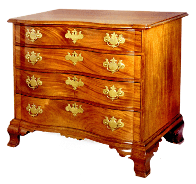 The Chippendale mahogany reverse serpentine four-drawer chest led the way for the Israel Sack materials as it hammered down at $150,000. 