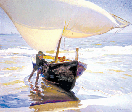Arthur G. Rider, "The Spanish Boat,†circa 1921, oil on canvas, 34 by 41 inches, collection of the Irvine Museum.