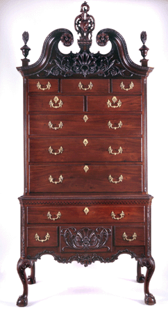 "We've bought a few killer pieces from the Kindigs,†confirms Jonathan Prown, director of Chipstone Foundation. This circa 1755 Philadelphia high chest of drawers has carving attributed to the Garvan carver.