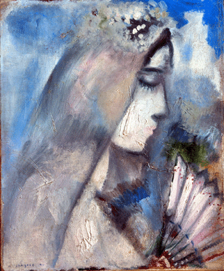 Marc Chagall, "Bride with Fan,†1911, oil on canvas, 18 by 15 inches. The Metropolitan Museum of Art, the Pierre and Maria-Gaetana Matisse collection, 2002. ©2007 Artists Rights Society (ARS), New York/ADAGP.