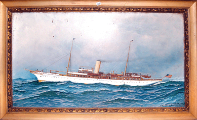 The ship's portrait of the Vanadis by Antonio Jacobsen realized $16,100 from a South Carolina collector on the phone.