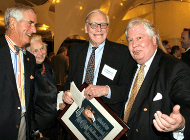 R. Scudder Smith, left, and Dean Failey, past winners of the ADA award, flank this year's winner, Joe Kindig, at the award dinner.