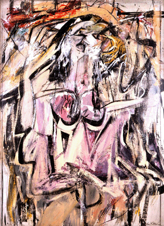 Willem de Kooning, "Woman,†1949‵0, oil on canvas. Weatherspoon Art Museum, University of North Carolina, Greensboro, Lena Kernodle McDuffie memorial purchase, 1954. ©2008 The Willem de Kooning Foundation/Artists Rights Society (ARS), New York.