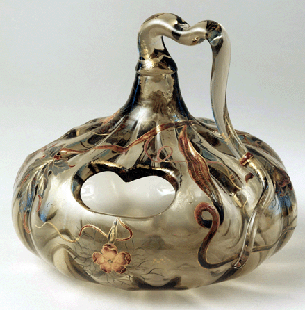 Emile Gallé's abstract art glass gourd vase was made around 1900.