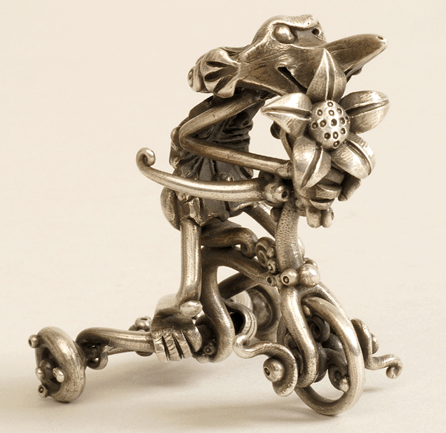 L. Brent Kington, "Tricycle,†1975, cast sterling silver, 3 by 3¾ by 2½ inches, collection of the artist.