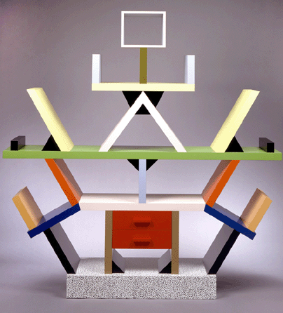 Ettore Sottsass (Italian, 1917′007), Carlton Room Divider, 1981, wood, plastic laminate. Metropolitan Museum of Art, John C. Waddell collection, gift of John C. Waddell, 1997.