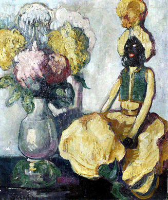 Sergei Yur'evich Sudeikin (1883‱946), "Still Life with a Black Doll,†oil on canvas, 26 by 21¼ inches, sold for $38,240.