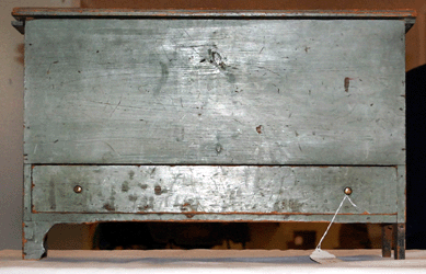 A sweet child's dovetailed blanket chest in the original paint sold for $3,627.