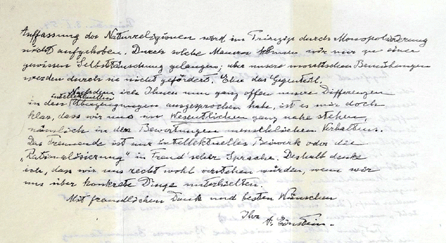 Albert Einstein (1879‱955), autograph letter signed to Eric B. Gutkind, in German, 1½ pages and envelope, Princeton, January 3, 1954, thanking him for a copy of his book and expressing his view of God and Judaism. The letter was sold to a private overseas collector for $405,000.